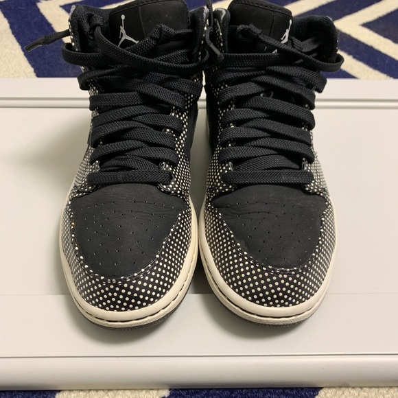 Jordan Mid (Phat—like) Collar, Polka Dot Black White, Size 10 - Picture 7 of 8